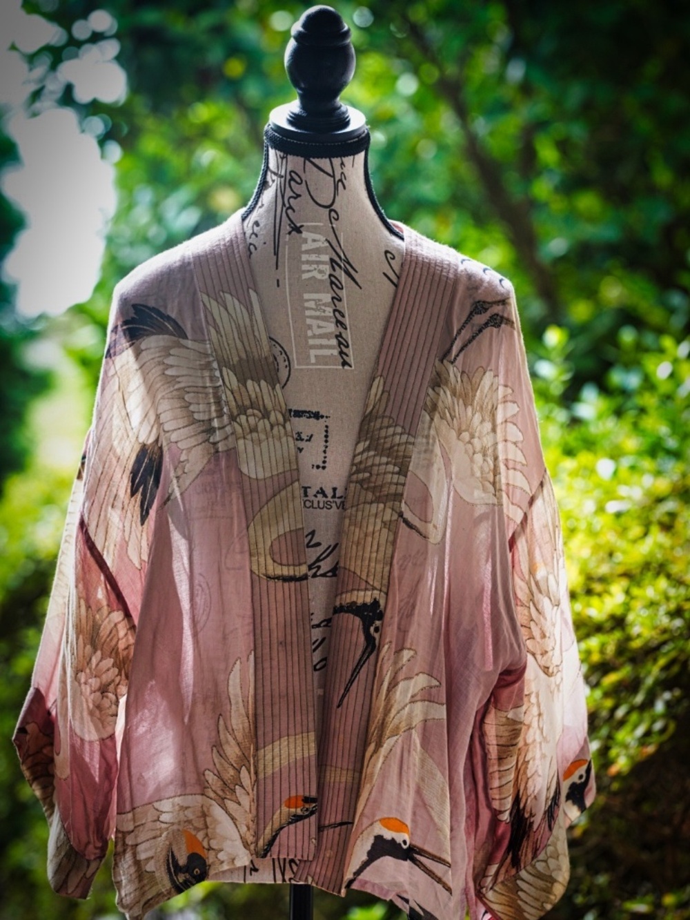 One Hundred Stars Stork Pink Art Deco Short Kimono Jacket One Size / OS